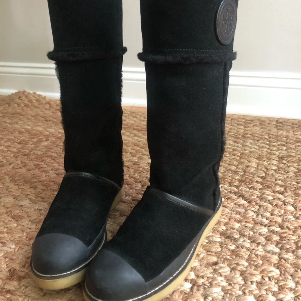 Tory Burch Nadine Mid Shaft Suede and Shearling Boot. Size 7.5